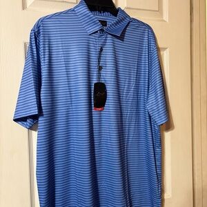 Greg Norman Collection Blue and Black Striped Polo